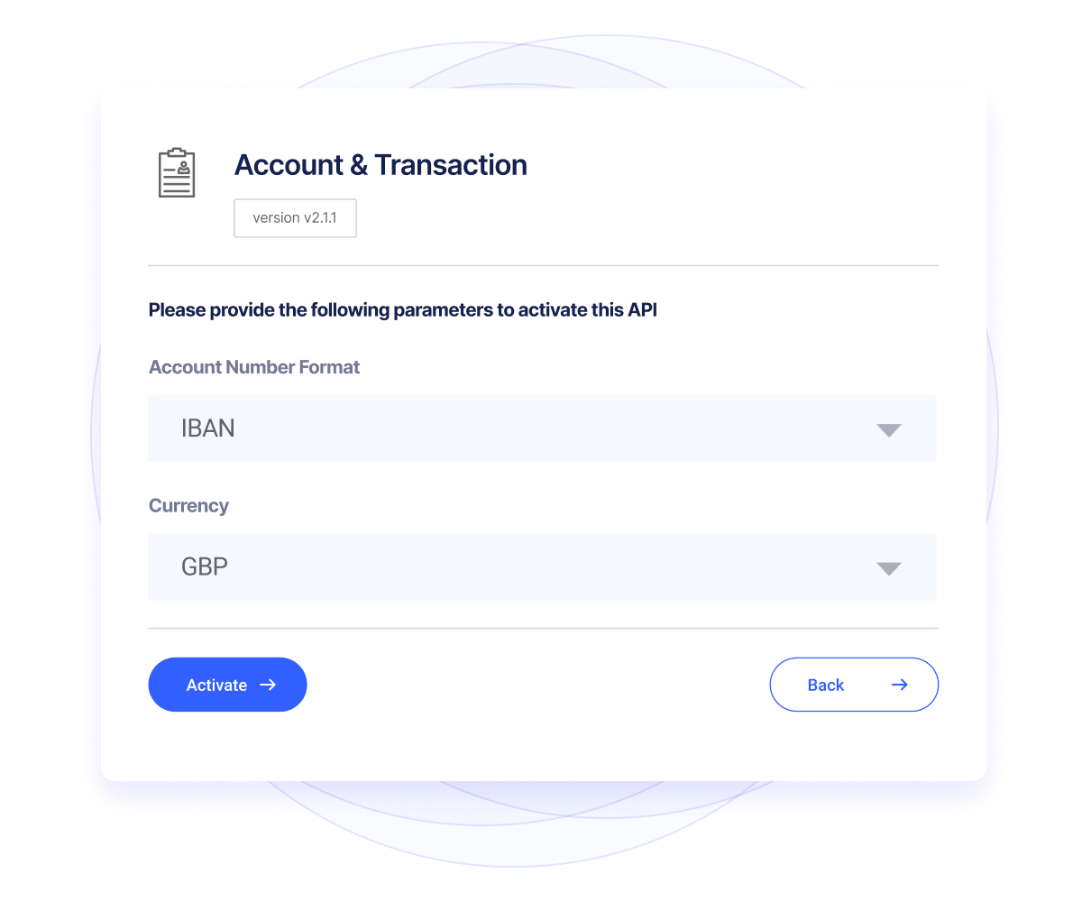 A form with dropdown fields allowing users to configure inputs to an API 