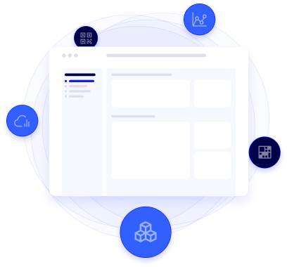 illustration of an dashboard surrounded by app icons