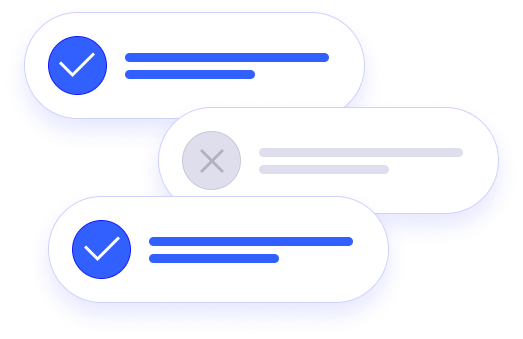 Illustration of two check marks and a cross representing tests being conducted